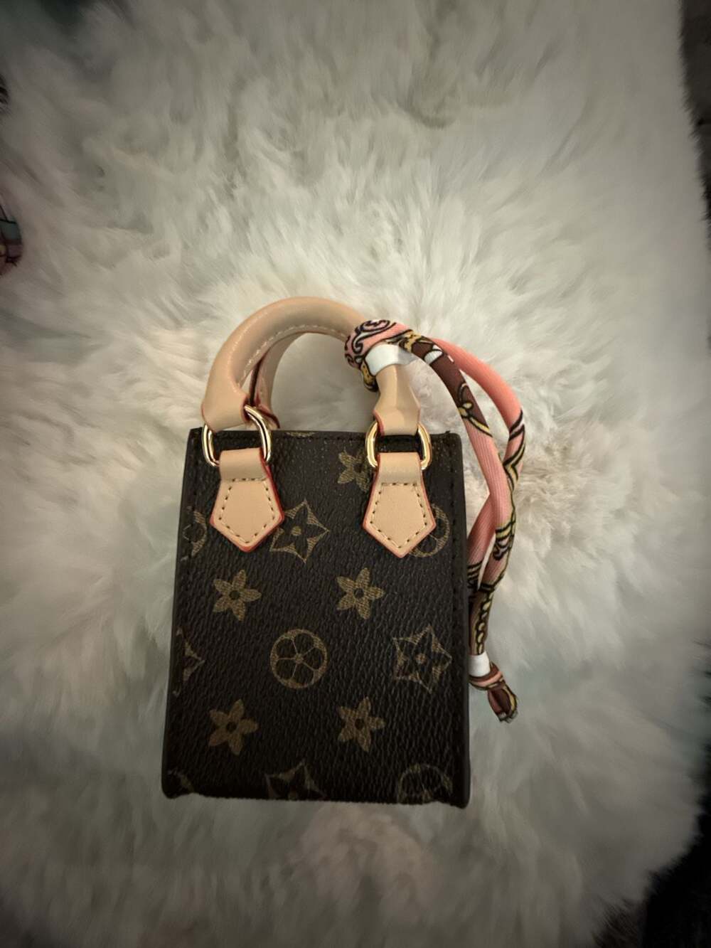 Brown and Tan Mini Bag/Purse real leather.